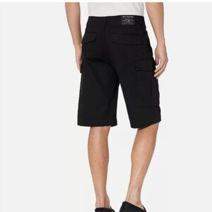 True Religion Mens Cargo Shorts in Black Onyx Cotton Twill 30 New